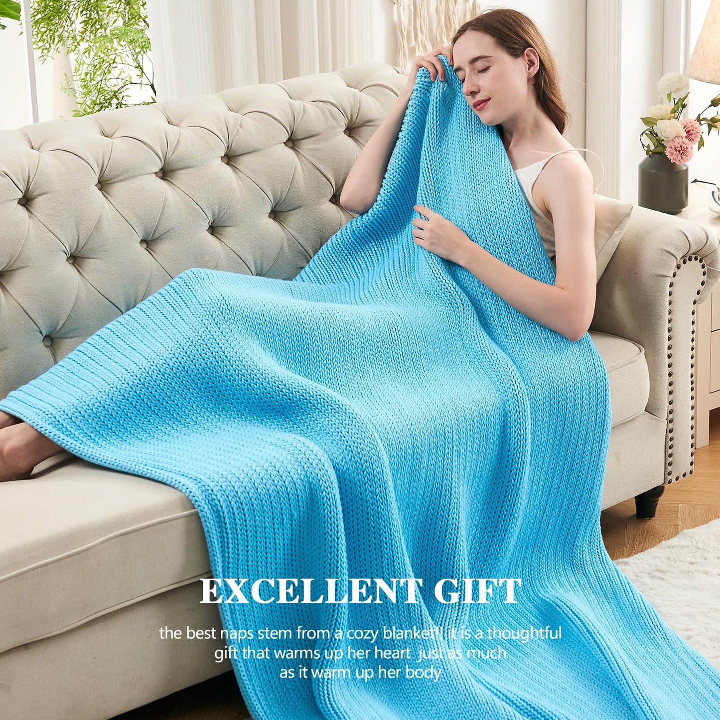 L'AGRATY Knitted Weighted Blanket - 48"x72" 12lbs Cooling Chunky Knit Heavy Blanket for Adults Braided Crochet Throw Thick Cable Yarn Knit Decorative No Beads Evenly Weighted Machine Washable | No Beads Evenly Weighted Machine Washable Chunky Braided Croc