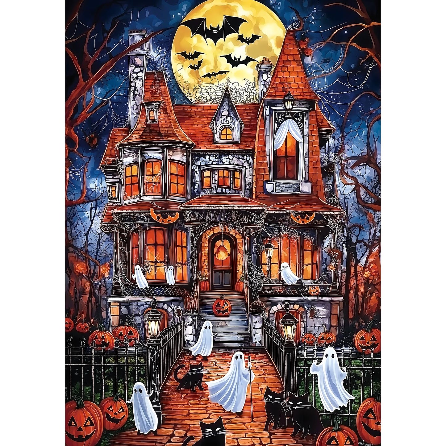 Halloween Puzzle 1000 Pieces for Adults Spooky Scarecrow Farm | Jigsaw Puzzles 1000 Pieces Autumn Horror Spooky with Pumpkin & Ghost Truck for Party Game Night, Dust-Free, 27.5"x19.7" WN420