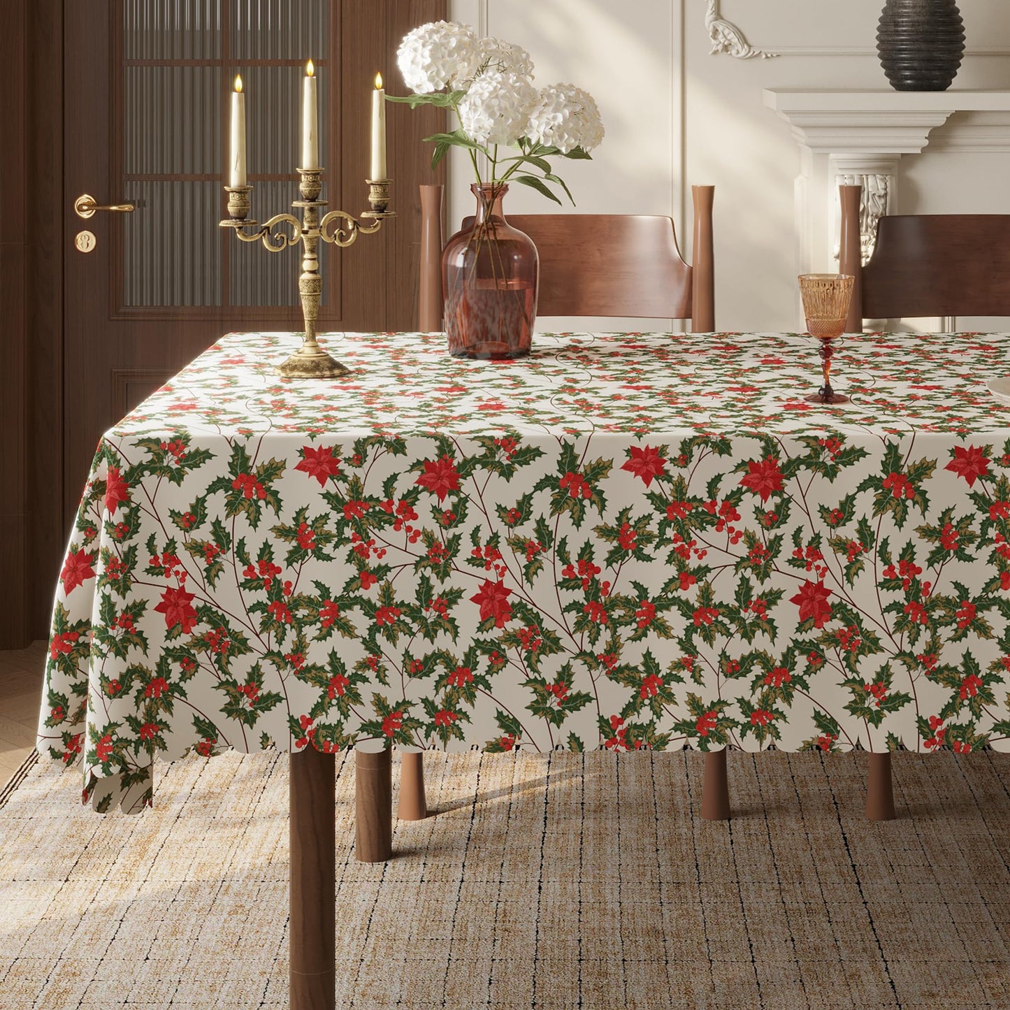 Easter Tablecloth 60x84 Inch Rectangular, Spring Tablecloth, Plaid Bunny Egg Washable Polyester Table Cloth, Fabric Table Cover for Party Picnic Dinner Decor,Easter E BST326H