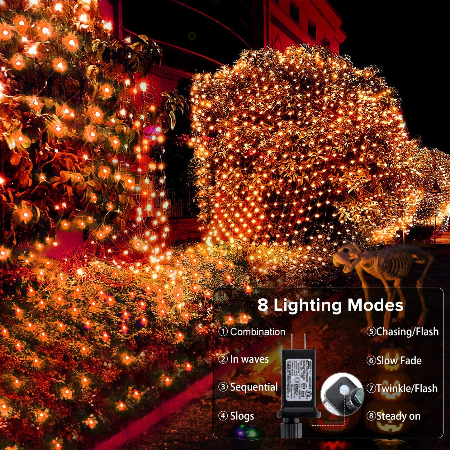 BlcTec Christmas Lights Outdoor 360 LED 9.8ft x 6.6ft Christmas Net Lights with 8 Modes RD12