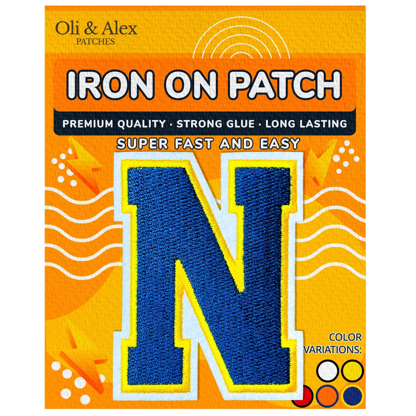 Iron on Letters Patches - Letter Patch for Clothing - Embroidered Patches for Clothes - Embroidery Appliques Team School University - Sew on Appliques 3.26 inch – Yellow, O BST220