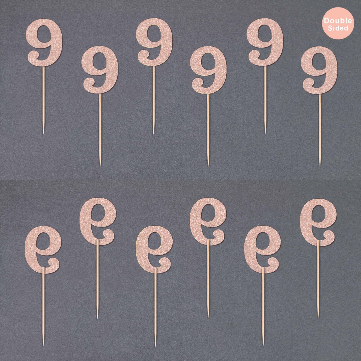 Gexolenu 24 PCS Rose Gold Double-sided 3rd Birthday Cupcake Toppers, Glitter Age THREE Cake Picks Decor, Third Happy Birthday Party Decorations Baby Shower Anniversary Party Supplies BST220