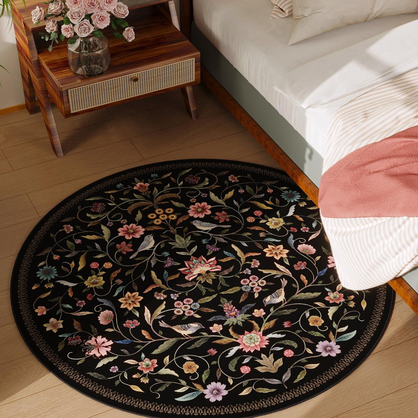 Vintage Medallion Floral Kitchen Runner 2x6, Machine Washable Rug, Soft Low Pile, Non-Slip Carpet for Hallways, Laundry, Bedroom, Bathroom, Entryway | Pink BST220
