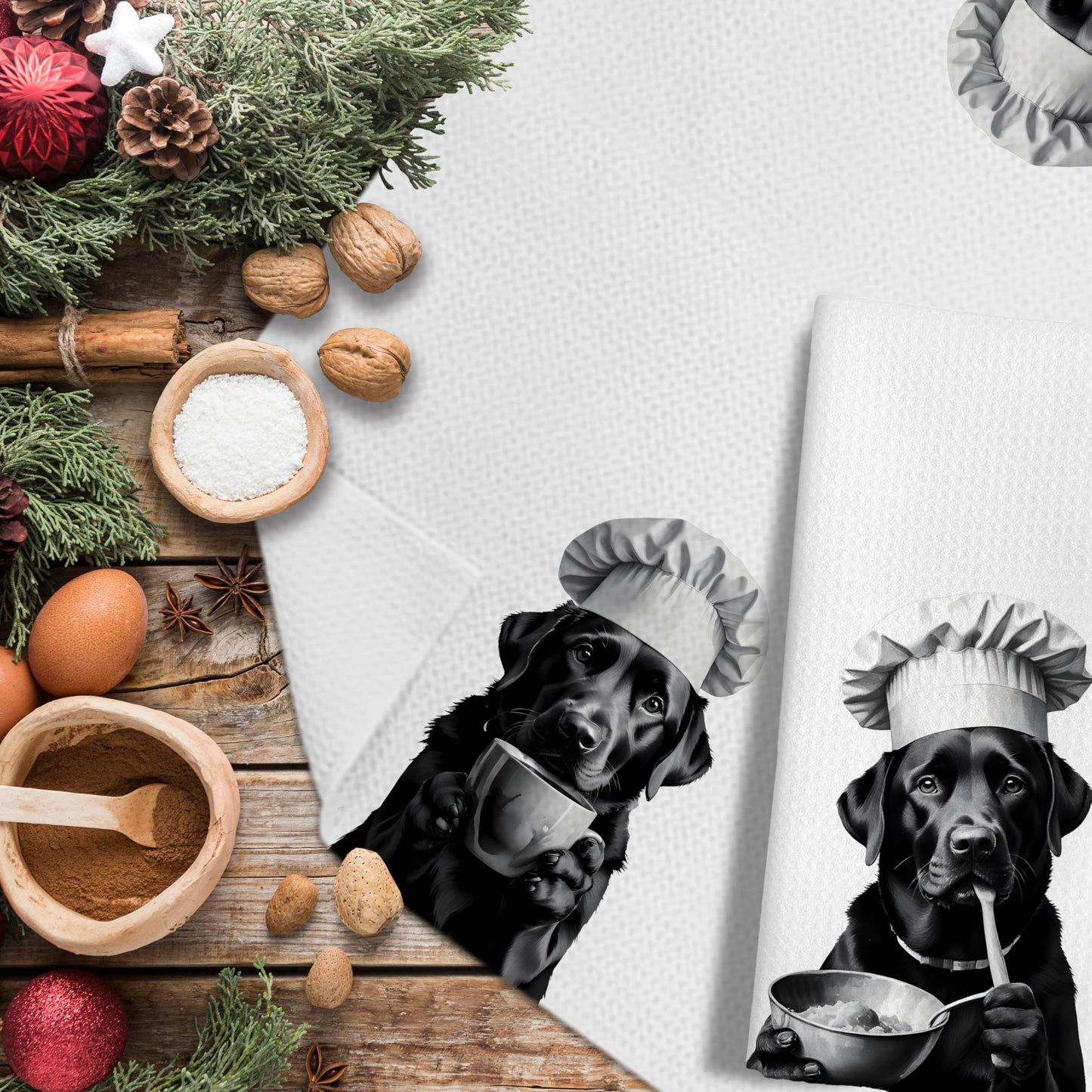 Funny Black Labrador Retriever Kitchen Towels, Black Lab Gifts Dish Tea Towels for Kitchen Decor, Gifts for Labrador Dog Lovers Hand Towels, 16x24 Inches BST202