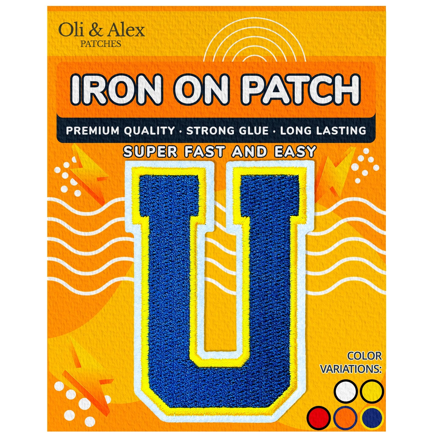 Iron on Letters Patches - Letter Patch for Clothing - Embroidered Patches for Clothes - Embroidery Appliques Team School University - Sew on Appliques 3.26 inch – Yellow, O BST220