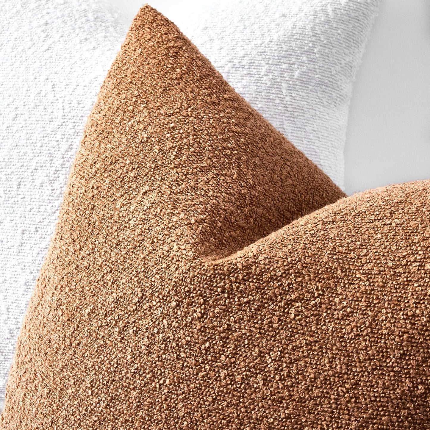 18x18 Boucle Throw Pillow Covers, Set of 2, Camel BST202