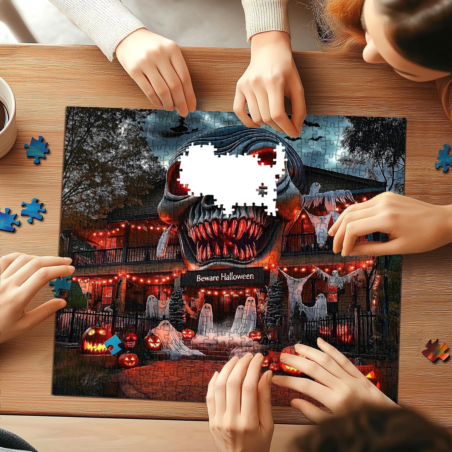 Halloween Puzzle 1000 Pieces for Adults Spooky Scarecrow Farm | Jigsaw Puzzles 1000 Pieces Autumn Horror Spooky with Pumpkin & Ghost Truck for Party Game Night, Dust-Free, 27.5"x19.7" WN420