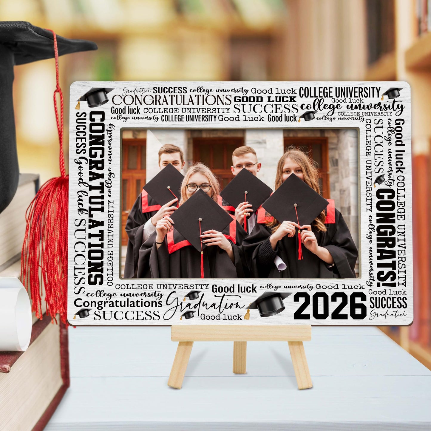 Graduation Picture Frame, 2026 Graduation Frames with Easel, 4x6 Photo Insert for Party Tabletop Display, Congrats Grad Gifts for Her Him High School College - B04 BST220