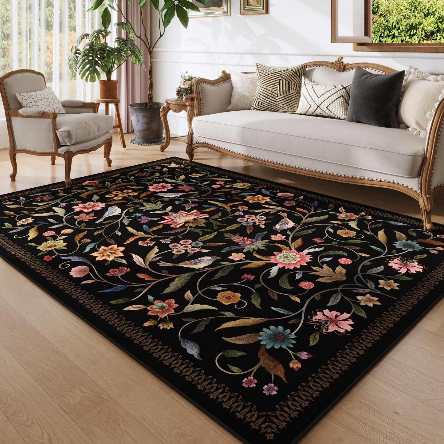 Vintage Medallion Floral Kitchen Runner 2x6, Machine Washable Rug, Soft Low Pile, Non-Slip Carpet for Hallways, Laundry, Bedroom, Bathroom, Entryway | Pink BST220