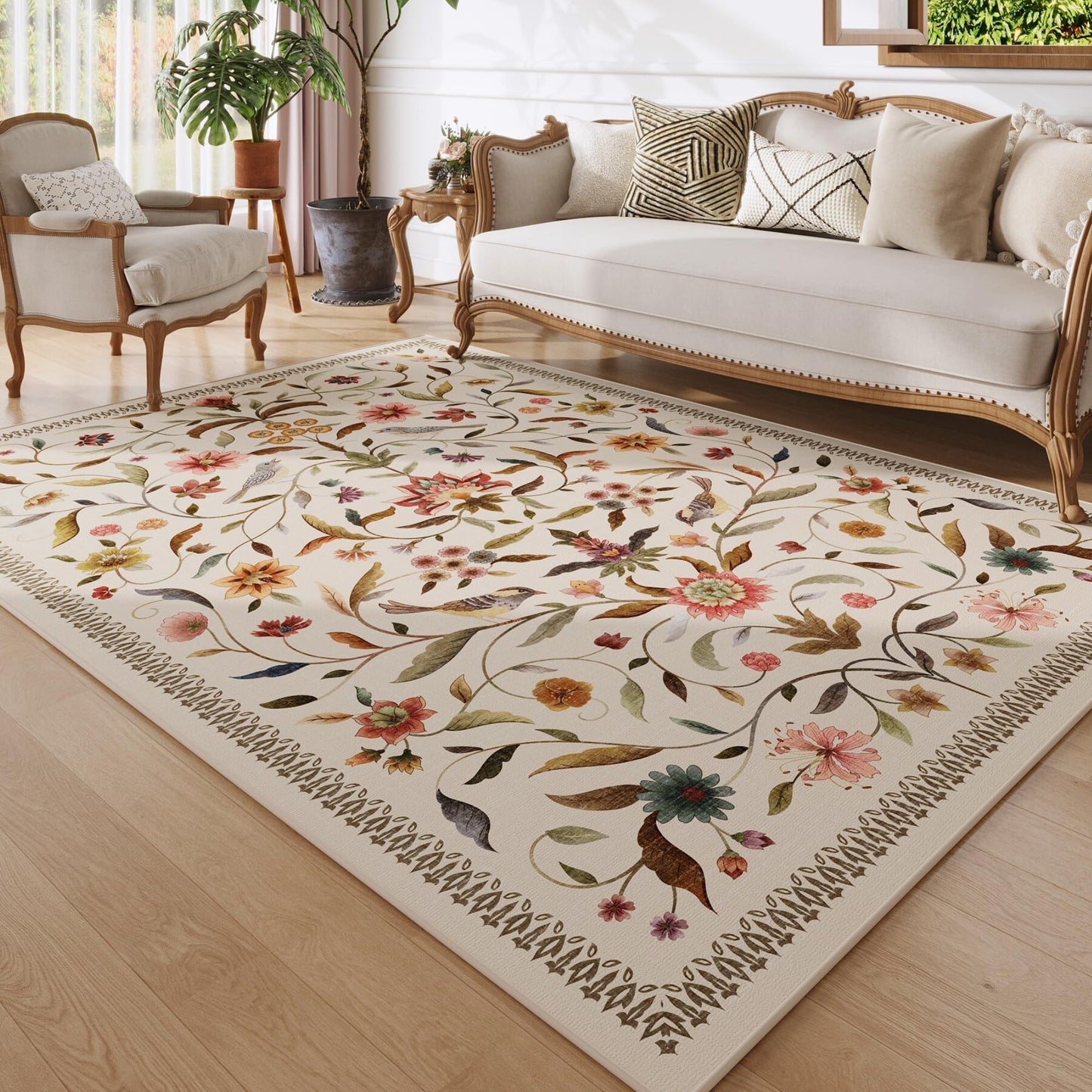 Vintage Medallion Floral Kitchen Runner 2x6, Machine Washable Rug, Soft Low Pile, Non-Slip Carpet for Hallways, Laundry, Bedroom, Bathroom, Entryway | Pink BST220