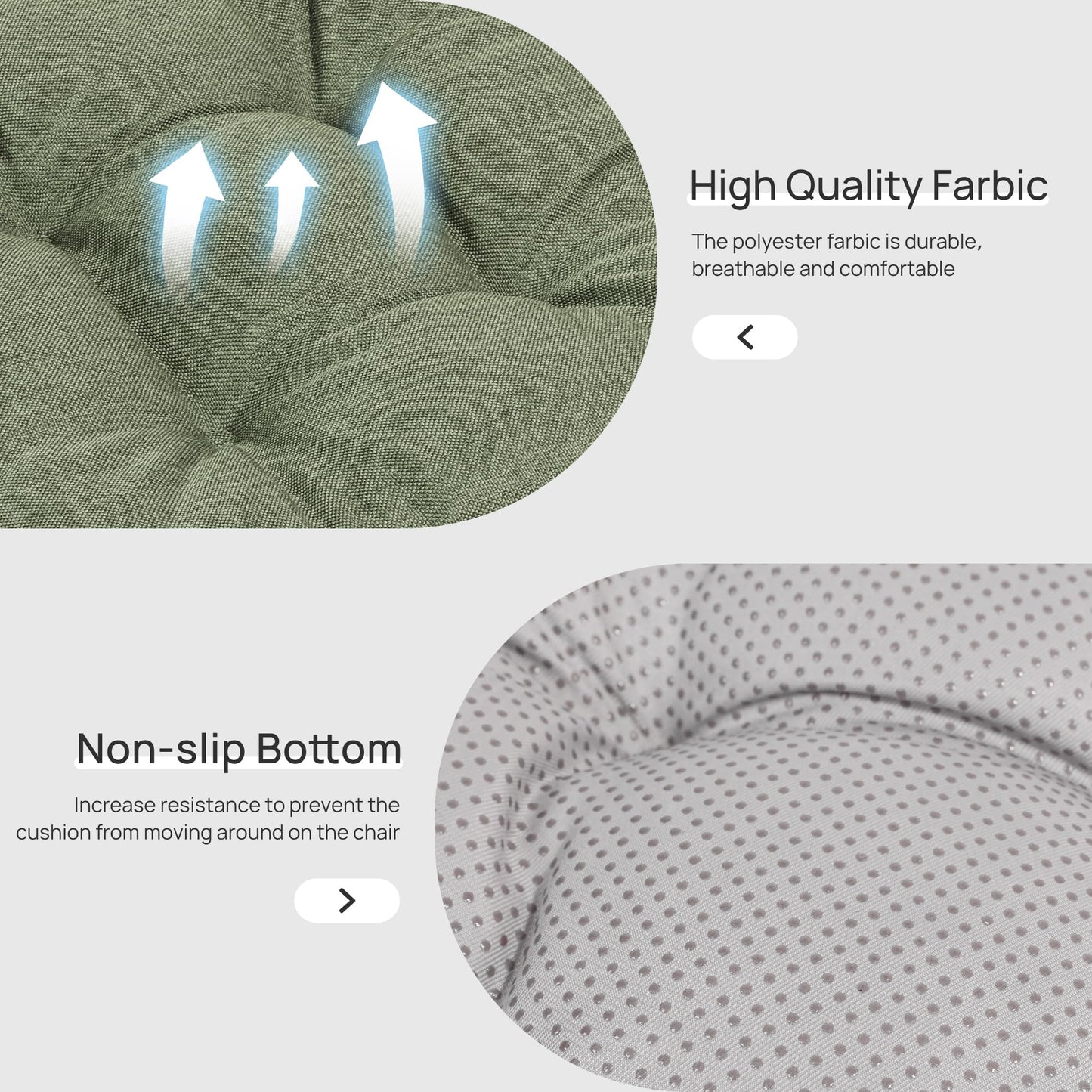 Love's cabin Memory Foam Chair Cushions Set of 4, 15.5"x15.5"x3.5" Indoor & Outdoor Seat Pads for Dining, Kitchen, Office, Patio Chairs - Green BST220