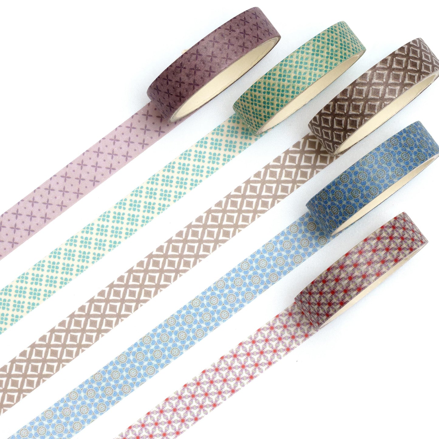 Fantasy Washi Tape Set - 5 Rolls Texture Arts Adhesive Tapes Basic Patterns Decorative Masking Tape Sets for Craft, Kids, Scrapbook, DIY, Gift Wrapping (10-Modern Mosaic) BST220