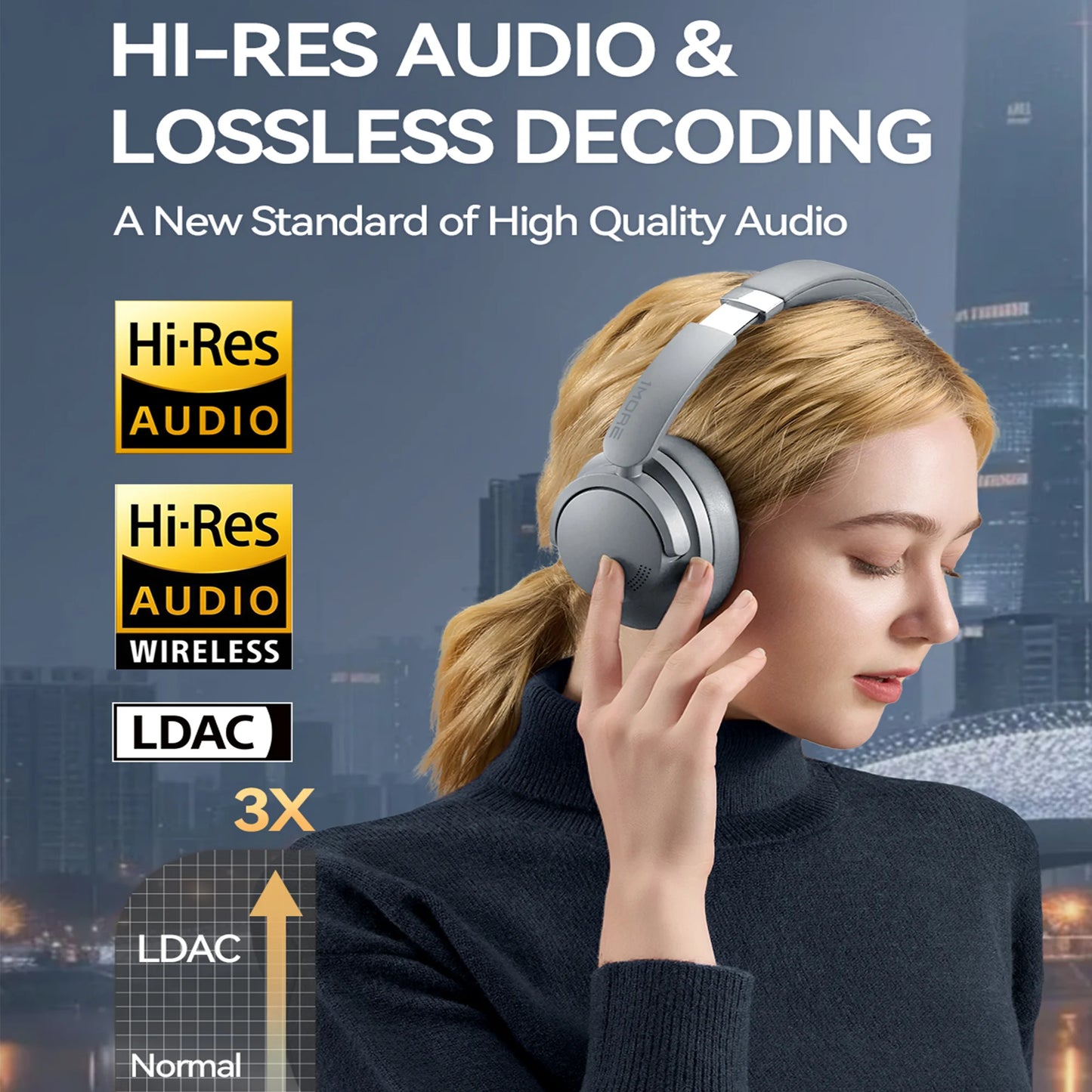 1MORE Sonoflow Pro HQ51 Bluetooth over-Ear Headphones with Built-in Mic, Silver 77