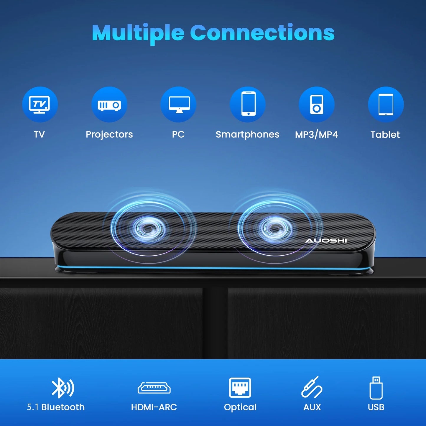 AUOSHI Small Sound Bar for TV 44