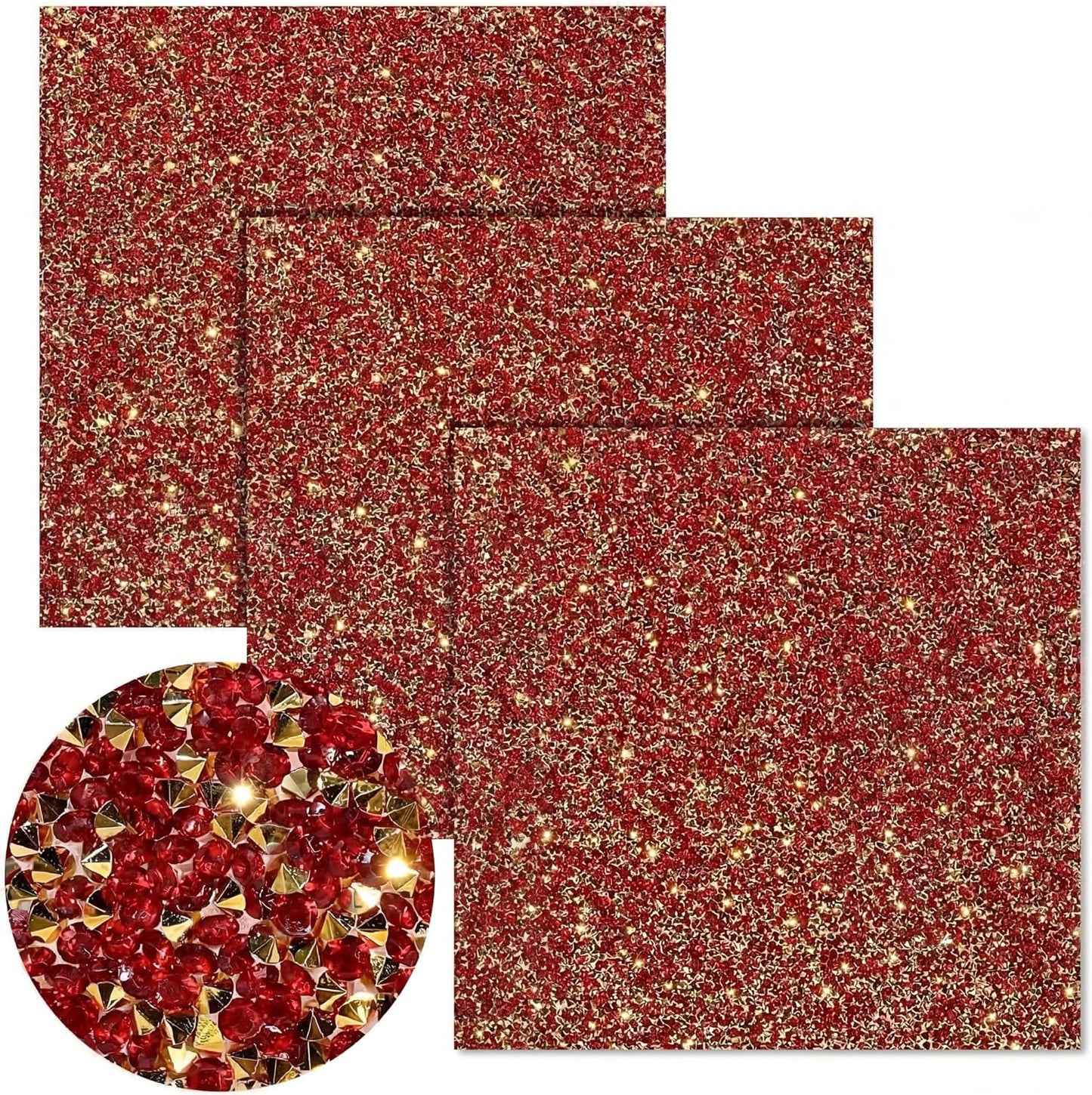 Gersoniel Graduation Cap Decorations 3 Sheets Bling Rhinestone Stickers 10 x 10 Inch Self-adhesive for Grad Hat Topper Craft DIY(Gold,Red) WN420