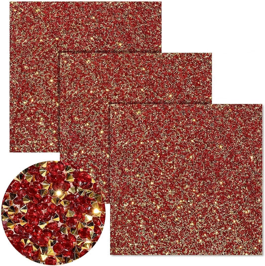 Gersoniel Graduation Cap Decorations 3 Sheets Bling Rhinestone Stickers 10 x 10 Inch Self-adhesive for Grad Hat Topper Craft DIY(Gold,Red) WN420