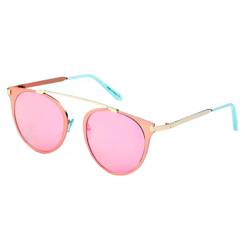 FRISCO | Modern Horn Rimmed Metal Frame Round Sunglasses-0