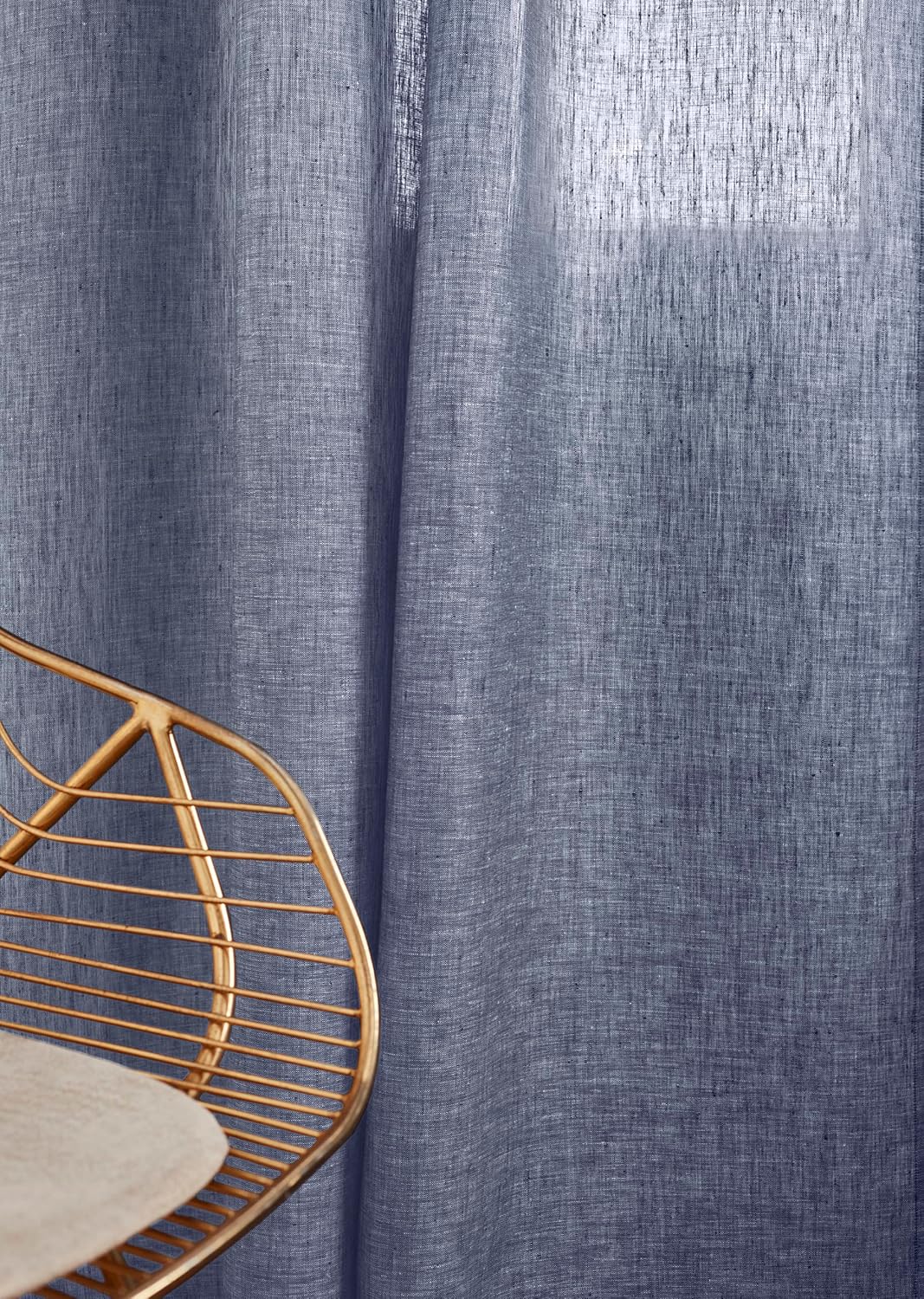 Solino Home 100% Pure Linen Curtain Panel Indigo, Linen Curtain 52 x 108 in | Drapery Panels floor-length light filtering panel for living and dining rooms, Chambray Indigo, OEKO-TEX Certified, easy care BST326SOLH