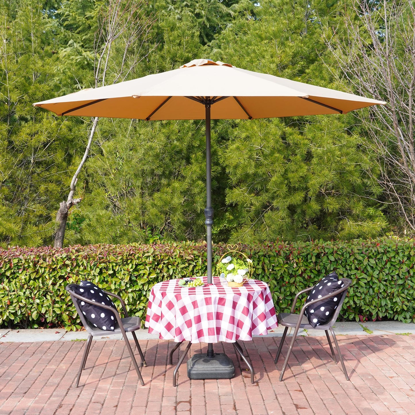 Eternal Beauty 52” Round Tablecloth Waterproof Outdoor Tablecloth with Umbrella Hole Zipper for Spring Summer Patio Picnic Tables (Tropical Palm Leaf) BST326H