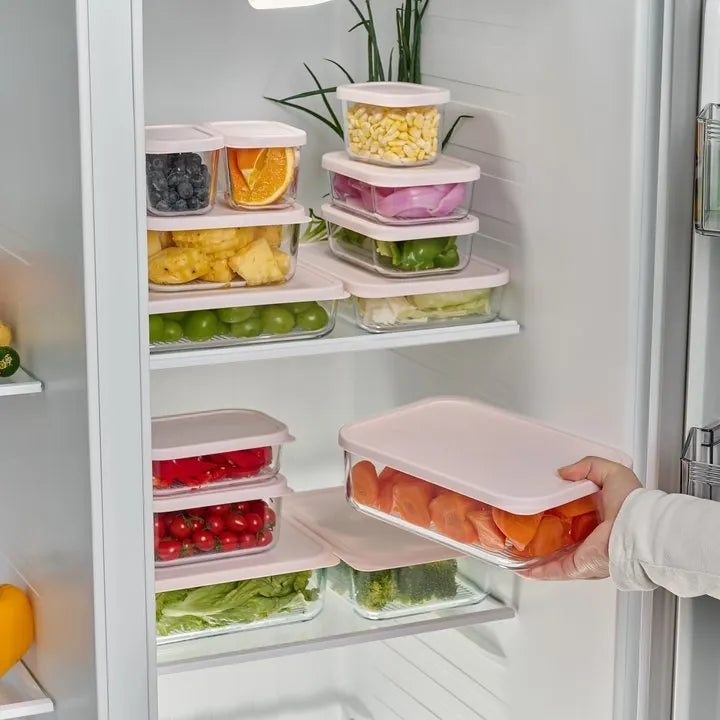 Container Culture 12-Piece Airtight Glass Food Storage Set with Lids, 25.35oz & 40.57oz Mixed Sizes - Berry Blush-2