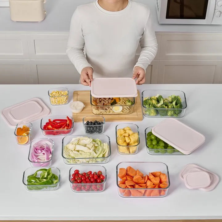 Container Culture 8-Piece Airtight Glass Food Storage Containers with Lids, 4 x 57.5oz - Berry Blush-3