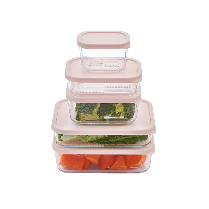 Container Culture 4-Piece Airtight Glass Food Storage Set with Lids, 40.57oz & 57.5oz Mixed Sizes - Berry Blush-3