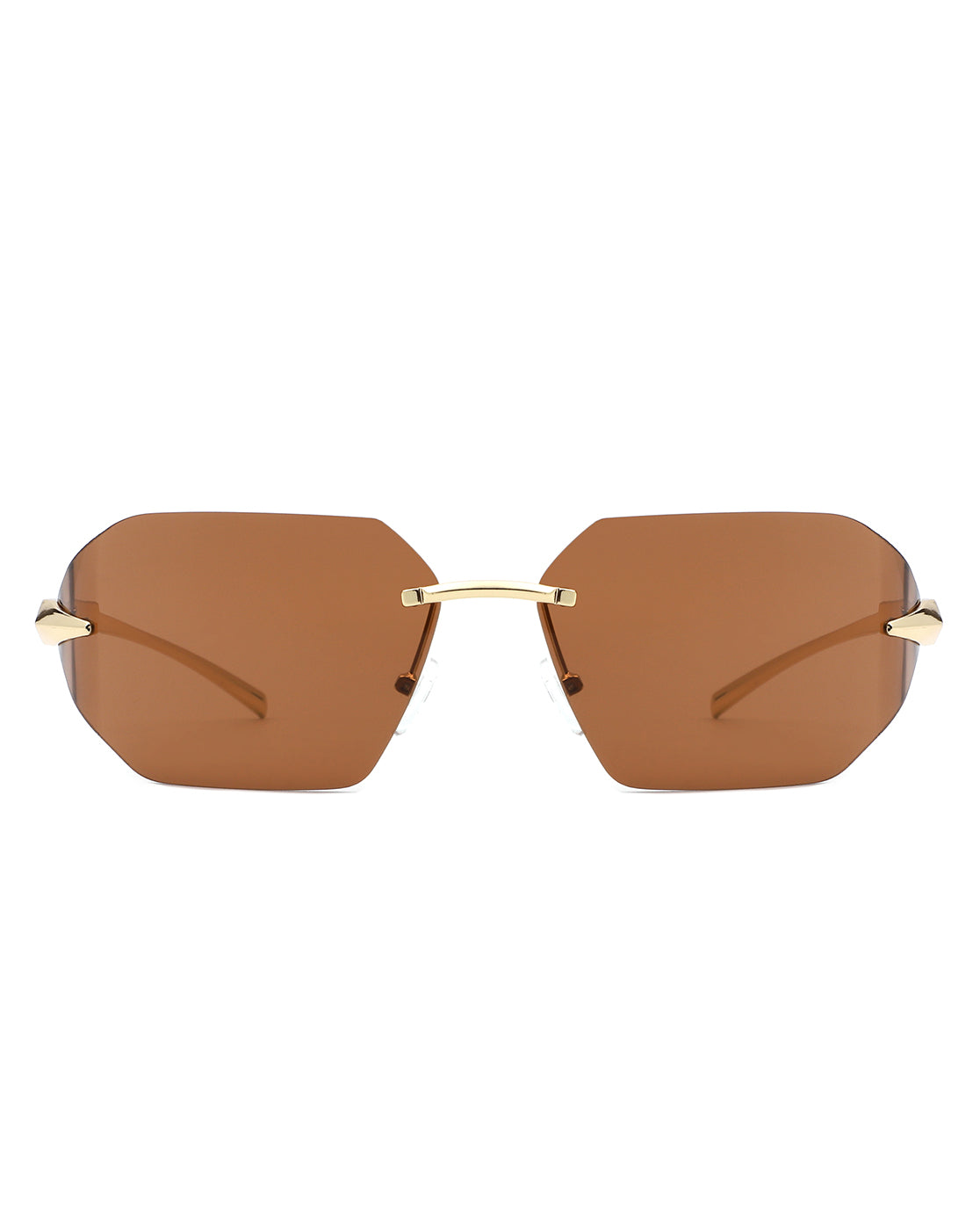 Iaclington - Rimless Wrap Around Square Frame Sunglasses
