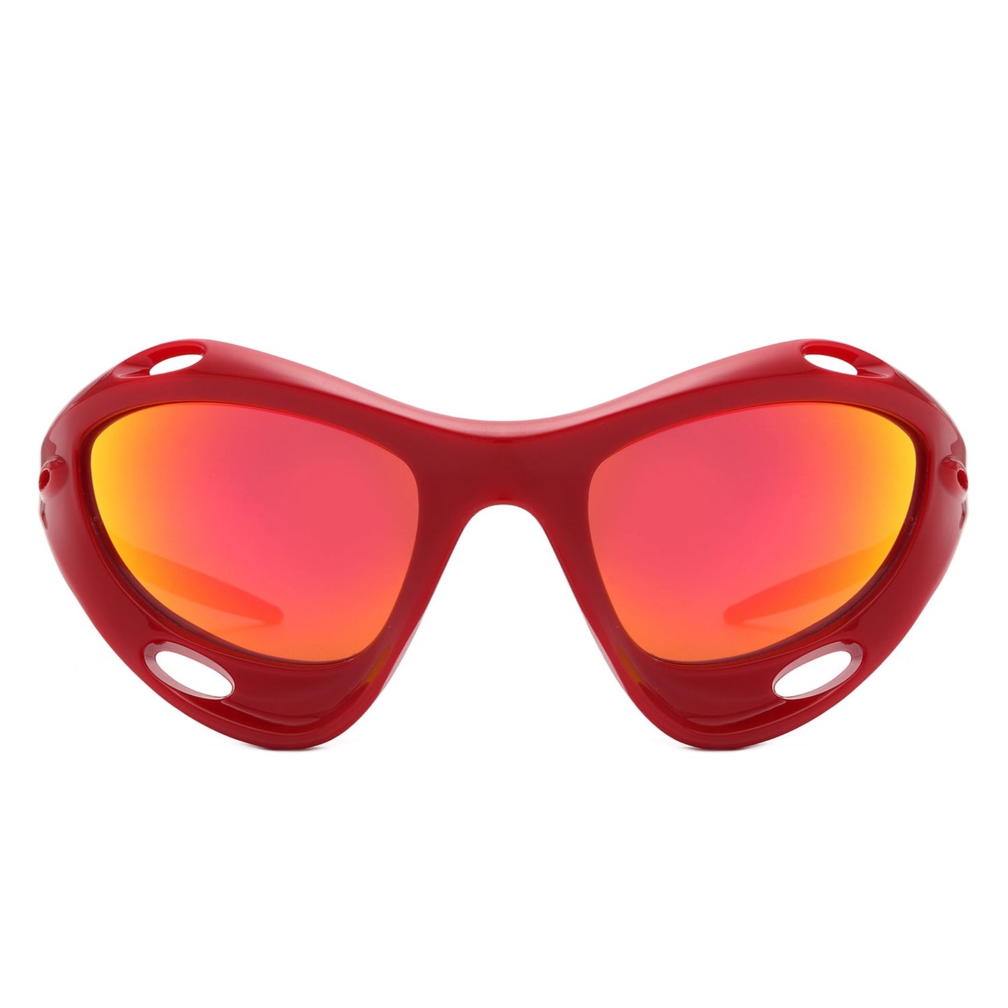 Dotrijan - Geometric Wrap Around Chunky Square Sport Sunglasses