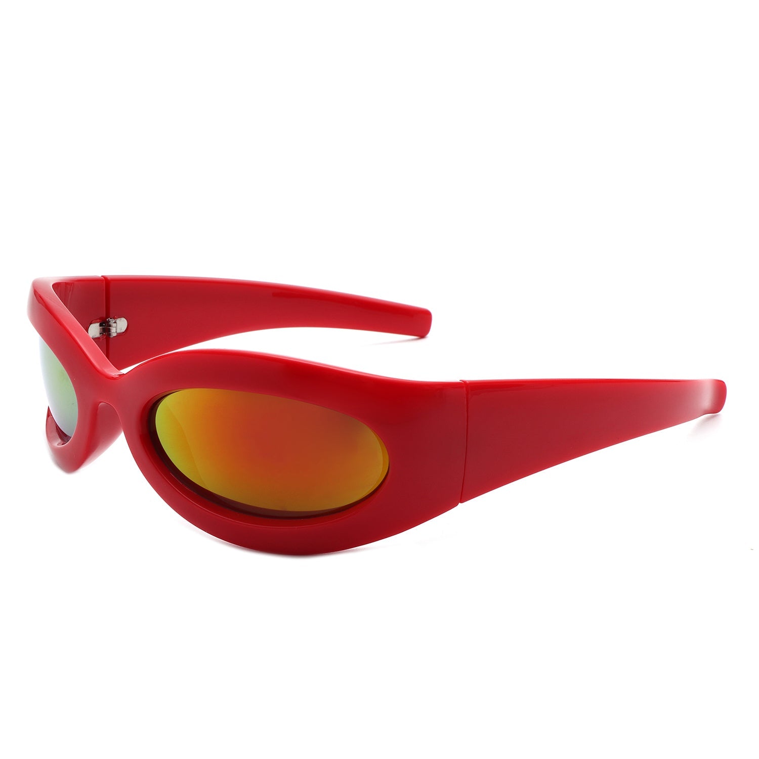 Albion - Retro Oval Wrap Around Round Sunglasses-2