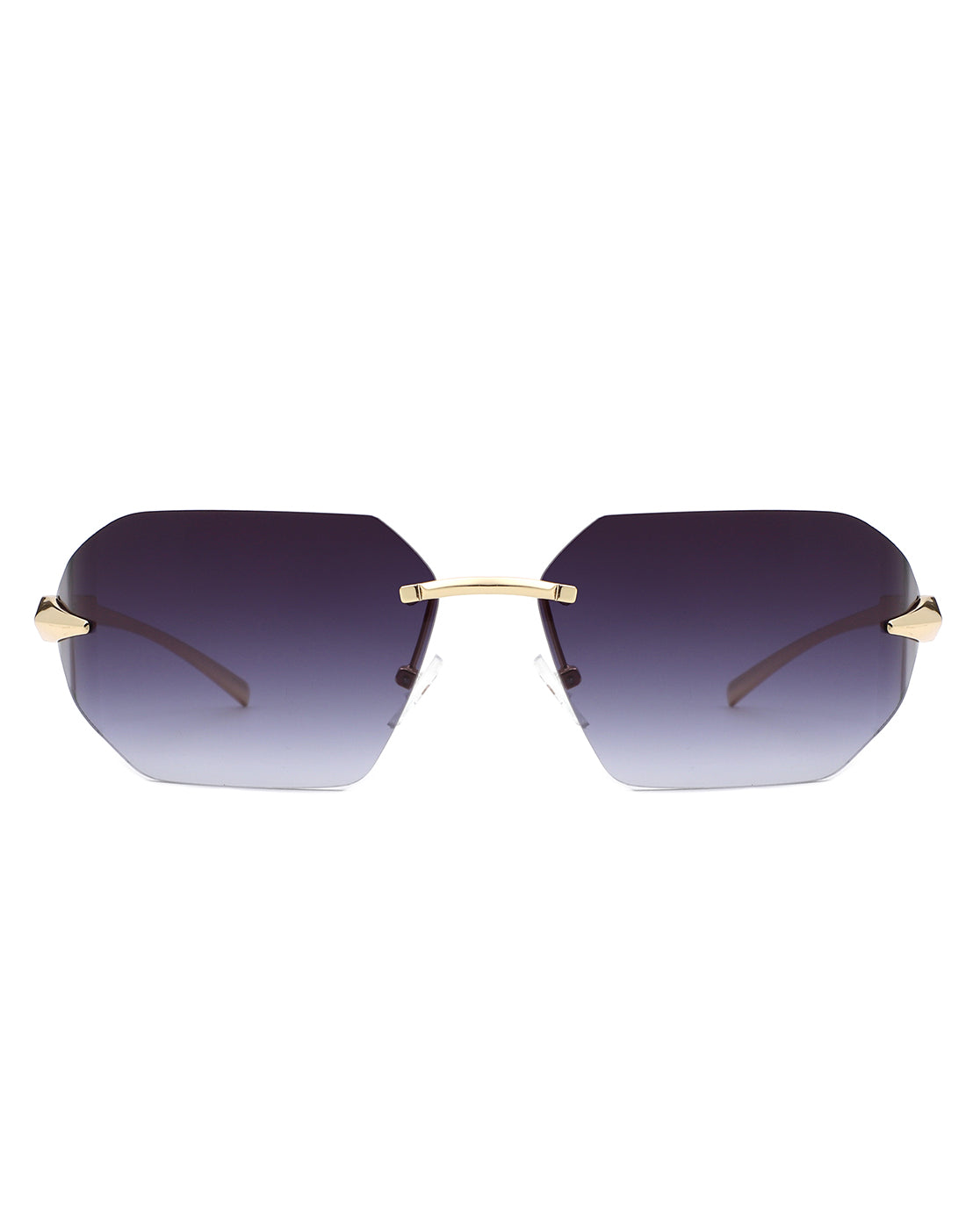 Iaclington - Rimless Wrap Around Square Frame Sunglasses