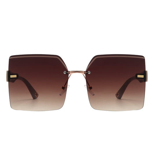 Brisla - Chic Oversized Rimless Square Tinted Fashion Women's Sunglasses