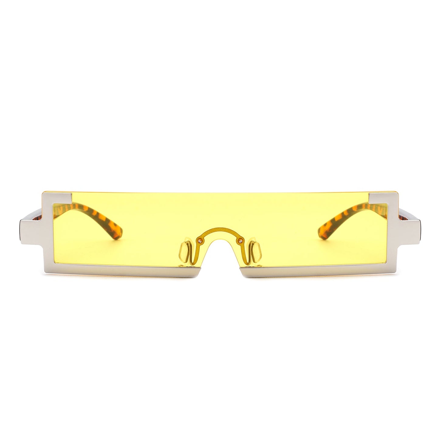 Kelestra - Retro Rectangular Narrow Semi Rimless Vintage Slim Fashion Sunglasses