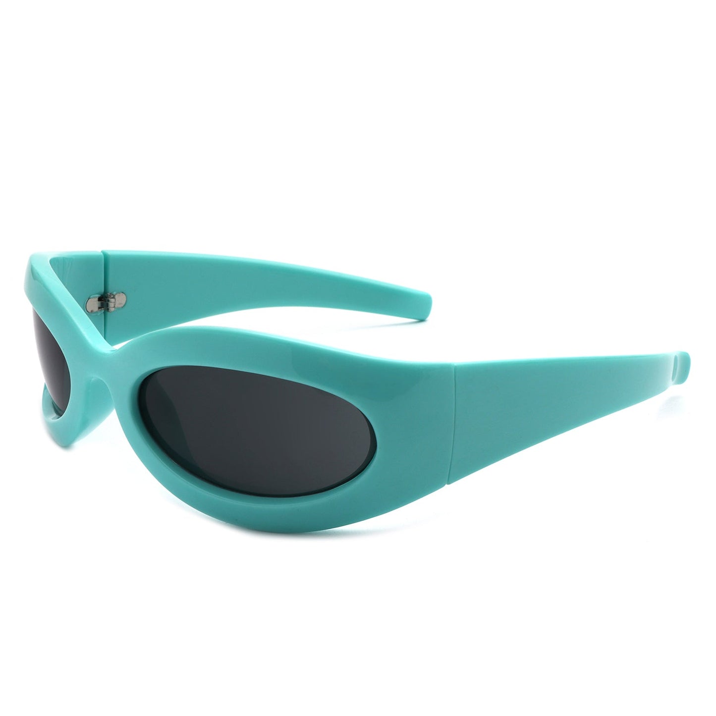 Albion - Retro Oval Wrap Around Round Sunglasses-5