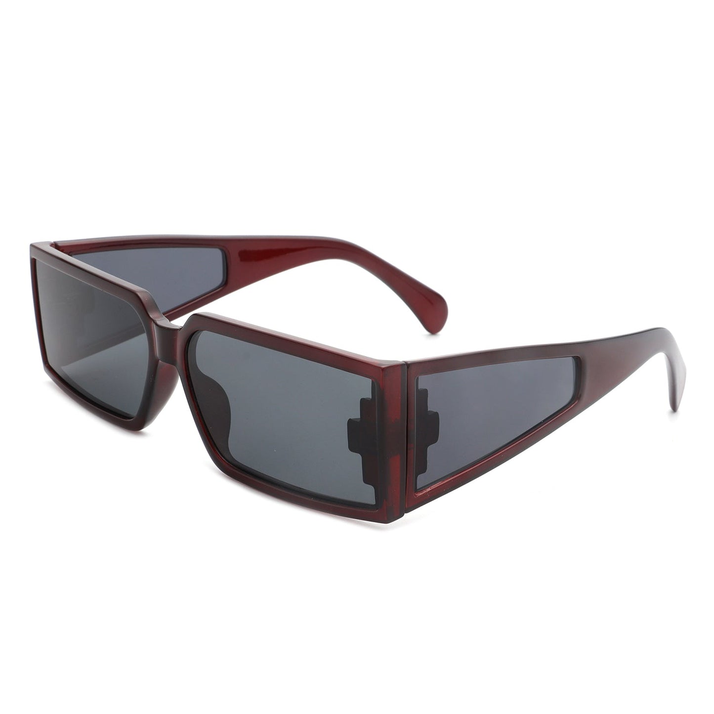 Daylumin - Retro Rectangle Chunky Square Wrap Around Sunglasses
