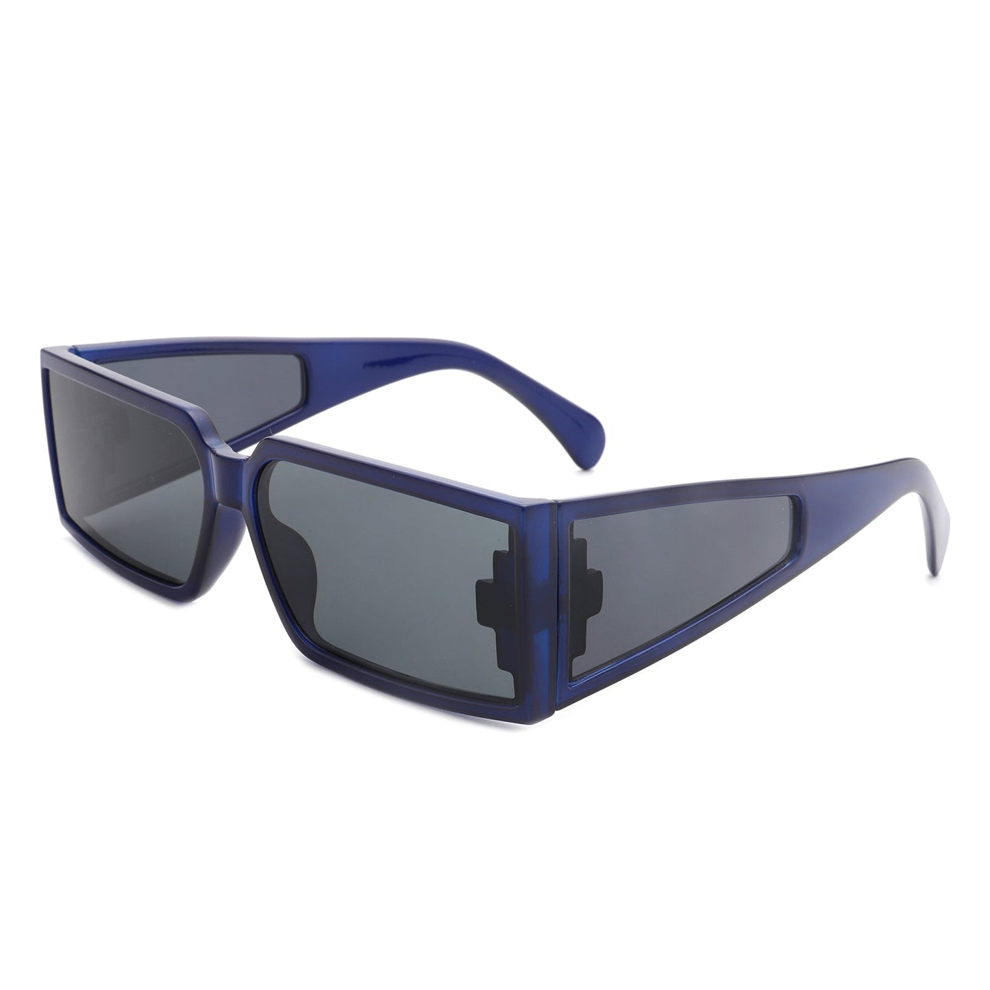 Daylumin - Retro Rectangle Chunky Square Wrap Around Sunglasses