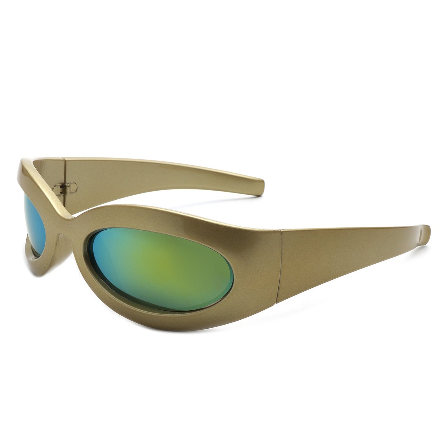 Albion - Retro Oval Wrap Around Round Sunglasses-6