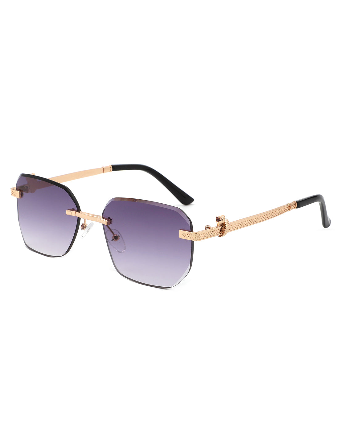 Solar - Curved Tinted Rimless Rectangle Sunglasses