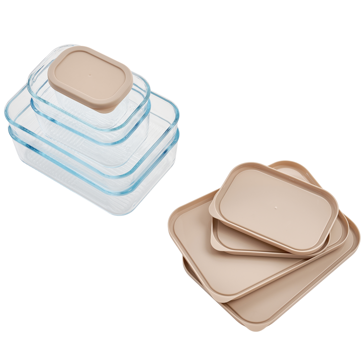 Container Culture 4-Piece Airtight Glass Food Storage Containers with Lids, 2 x 57.5oz - Cashew Cream-2