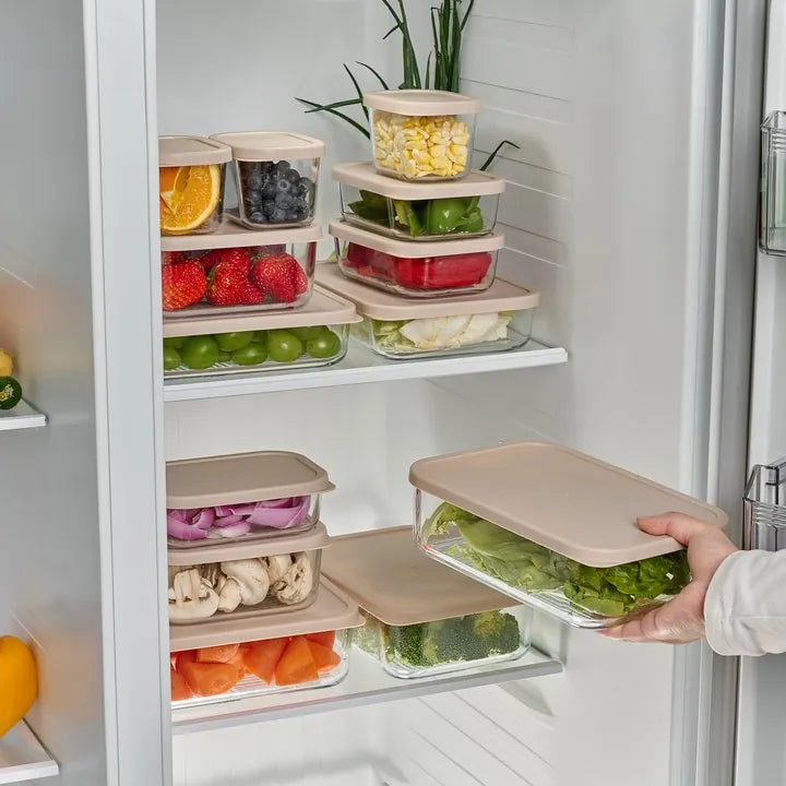 Container Culture 12-Piece Airtight Glass Food Storage Containers with Lids, 6 x 17.6oz - Cashew Cream-2
