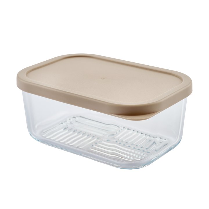 Container Culture 6-Piece Airtight Glass Food Storage Containers with Lids, 3 x 25.4oz - Cashew Cream-1