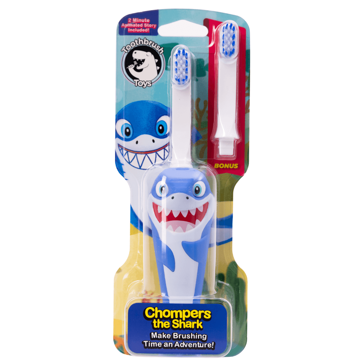 Chompers the Shark Toothbrush for Kids With Bonus Brush Head-0