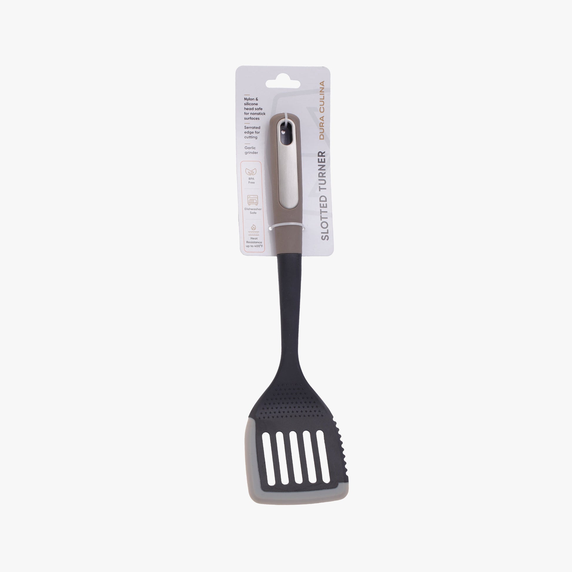Silicone Scratch and Heat Resistance Edge Slotted Turner, Grey-0