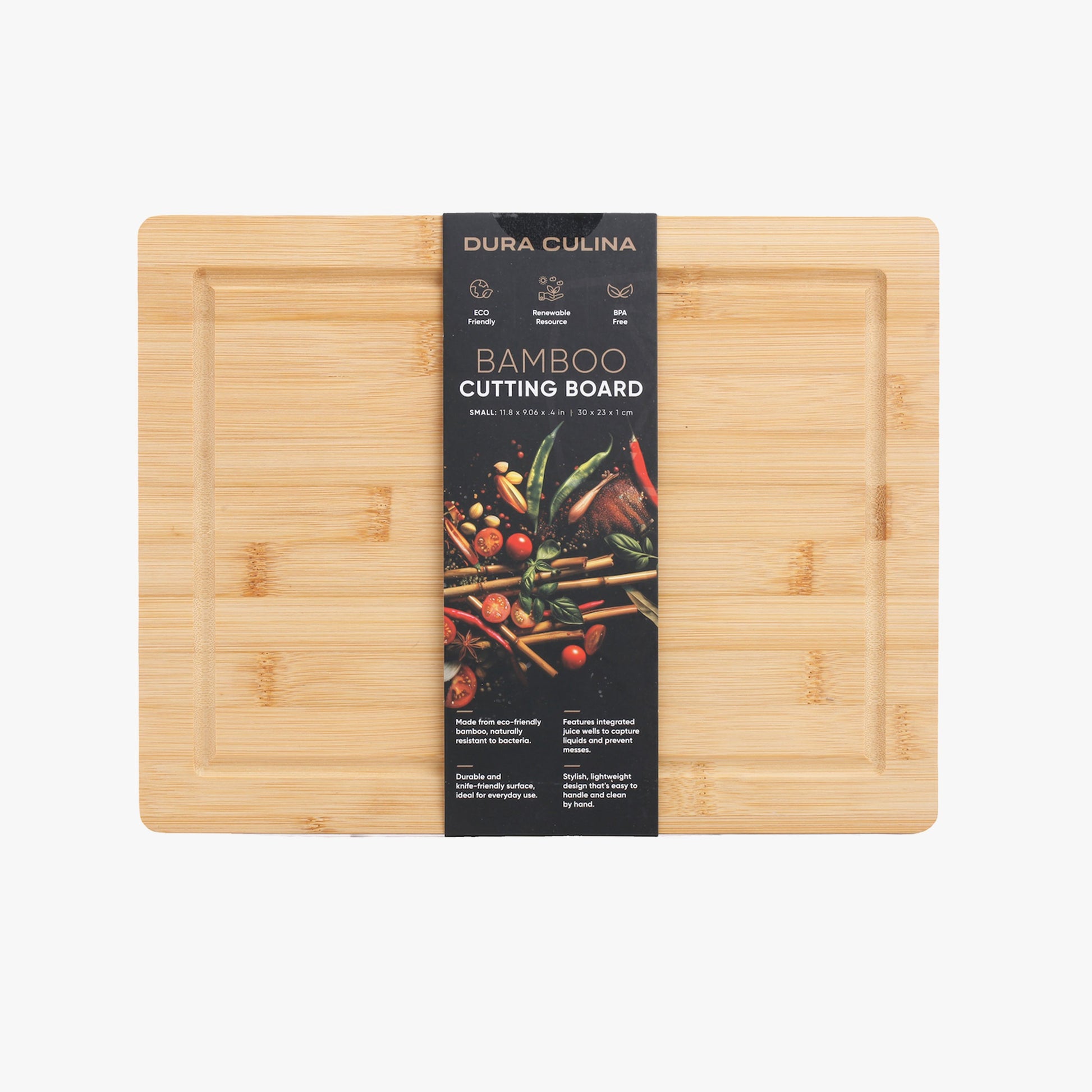 Bamboo Wood Cutting Board: Small – (11.8” x 9.05”) Durable, Eco-Friendly Chopping Board-0