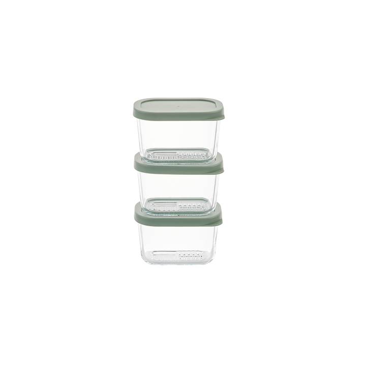 Container Culture 6-Piece Airtight Glass Food Storage Containers with Lids, 3 x 10.5oz - Soft Sage-0