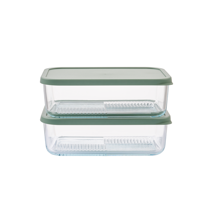 Container Culture 4-Piece Airtight Glass Food Storage Containers with Lids, 2 x 57.5oz - Soft Sage-0