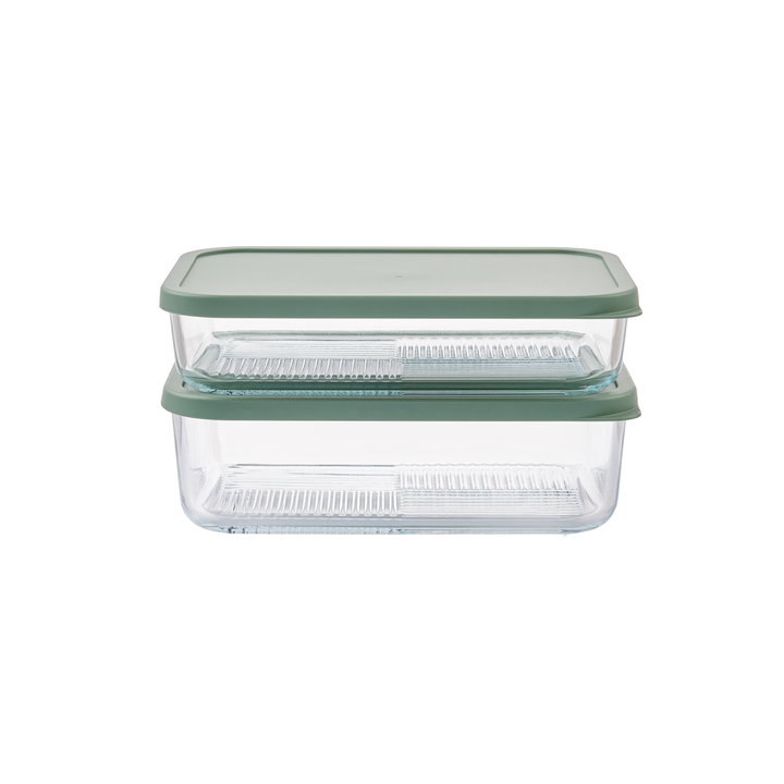 Container Culture 4-Piece Airtight Glass Food Storage Set with Lids, 40.57oz & 57.5oz Mixed Sizes - Soft Sage-0