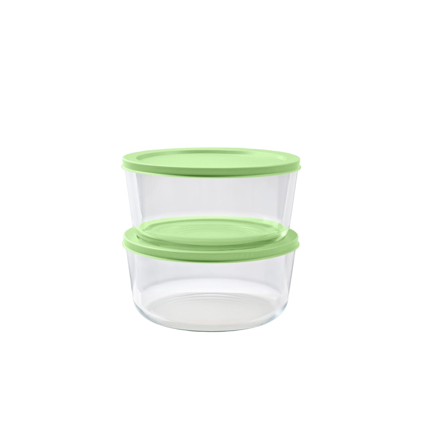 4 Piece Set (6.55 Cup / 52.4Oz) Round Glass Storage Containers With Lids, Pistachio-0