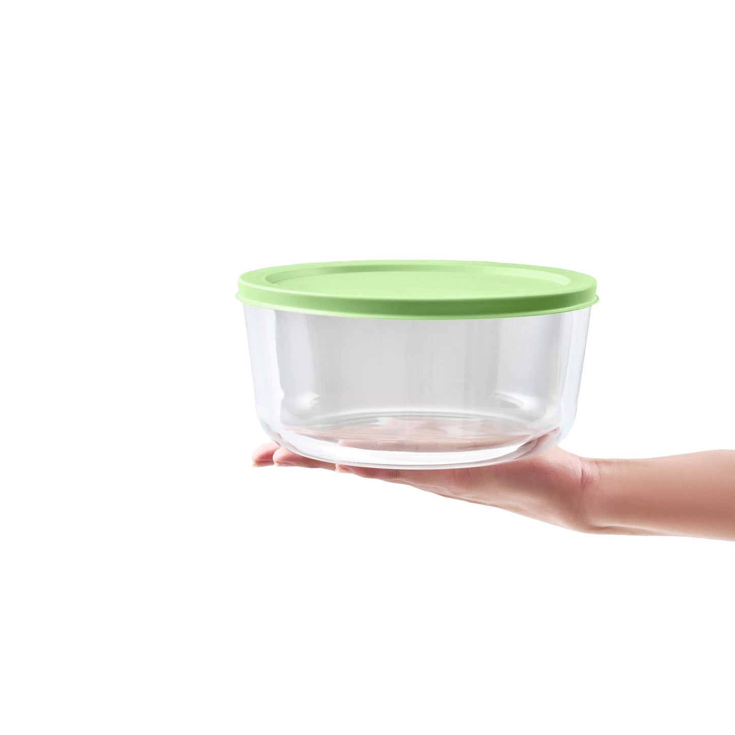 4 Piece Set (6.55 Cup / 52.4Oz) Round Glass Storage Containers With Lids, Pistachio-1