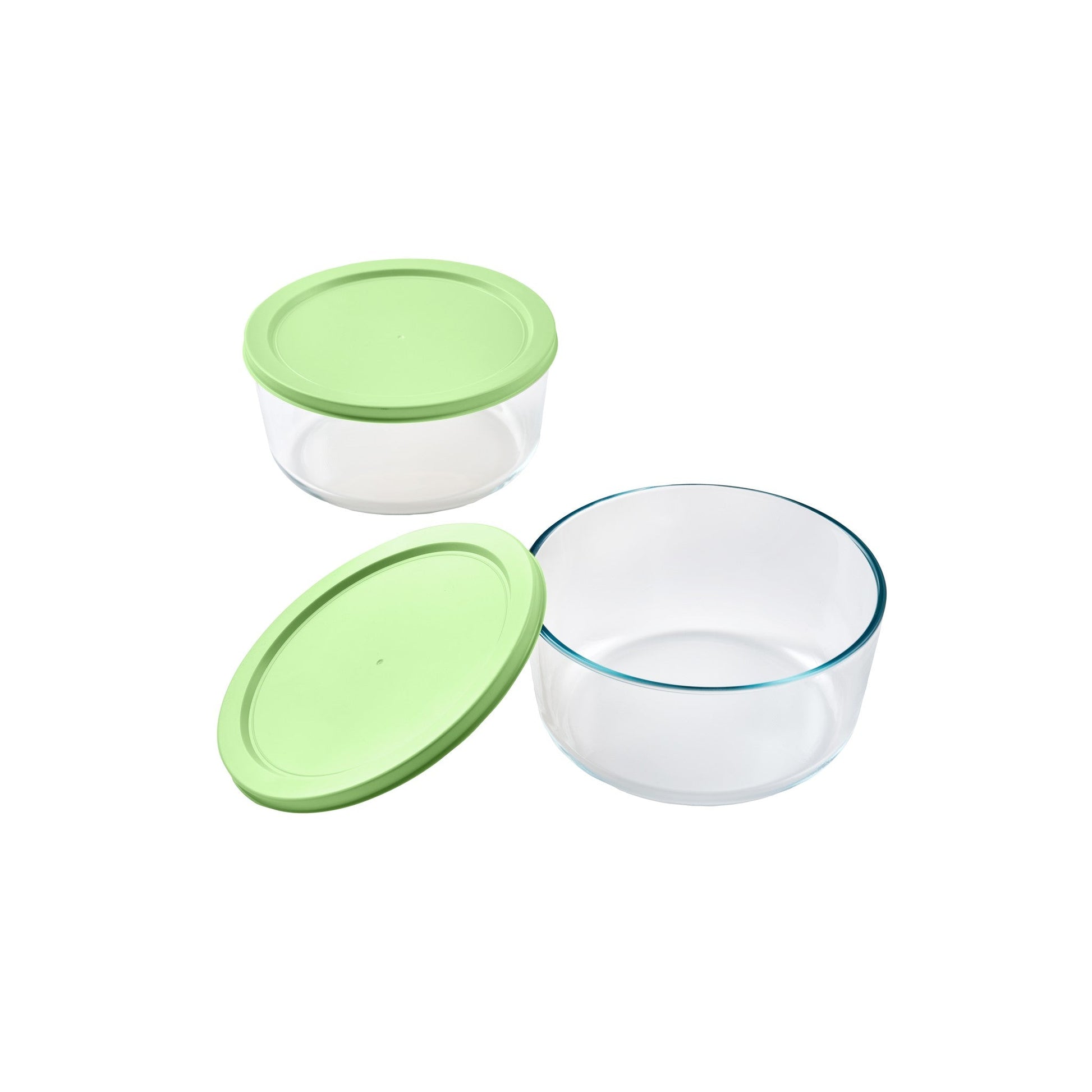4 Piece Set (6.55 Cup / 52.4Oz) Round Glass Storage Containers With Lids, Pistachio-3