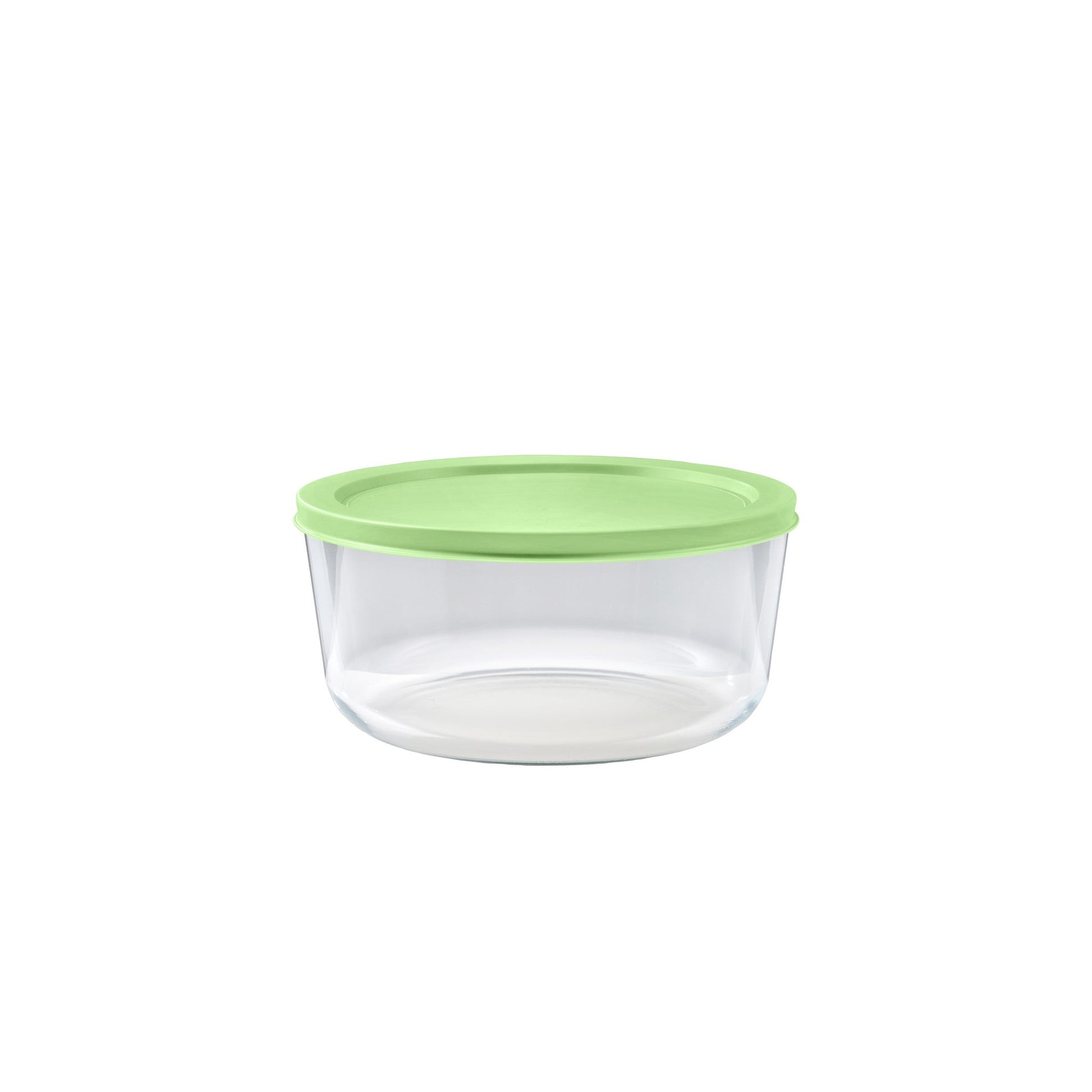 4 Piece Set (6.55 Cup / 52.4Oz) Round Glass Storage Containers With Lids, Pistachio-4